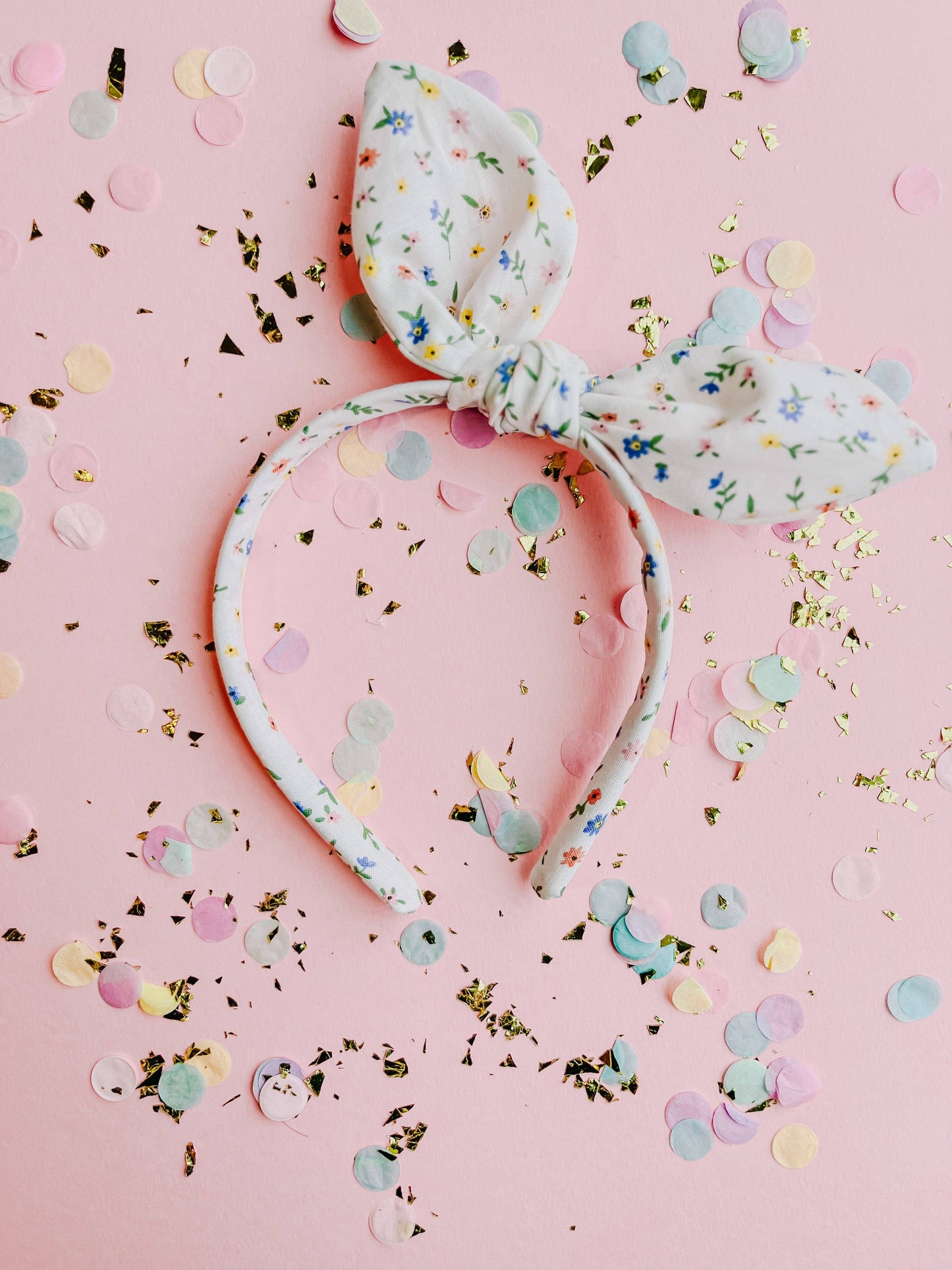 White Mini Floral Bunny Headband
