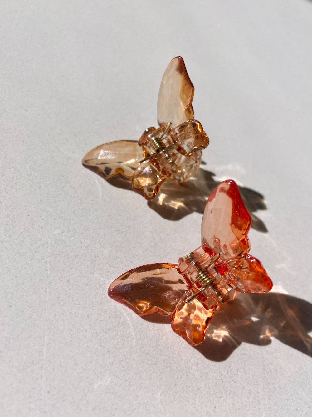 2pc Butterfly Clear Mini Claw Hair Clips Set | Western | Sum