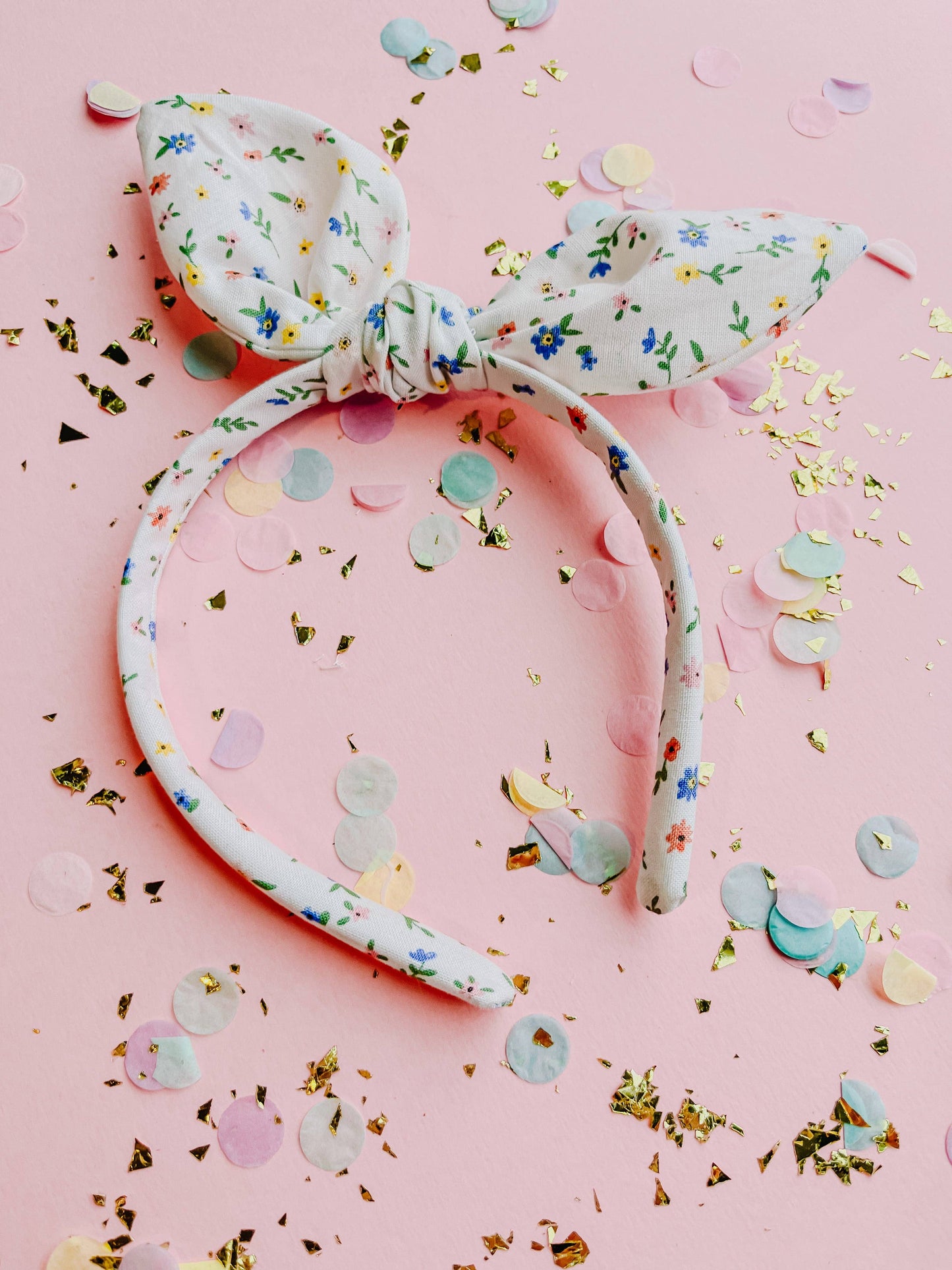 White Mini Floral Bunny Headband