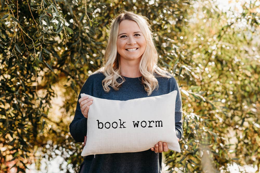 Bookworm Linen Lumbar Pillow
