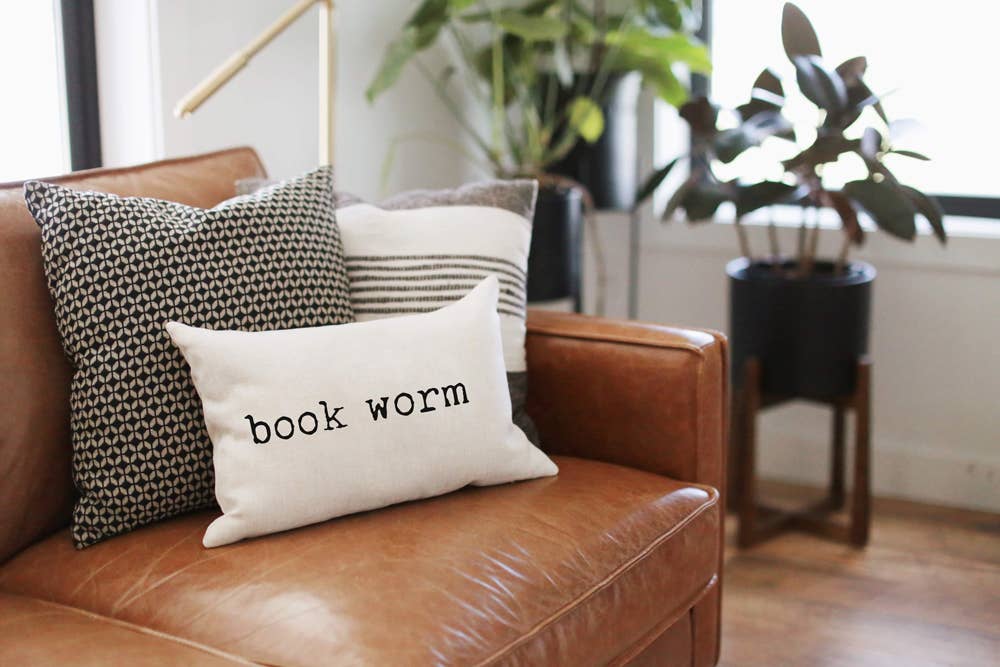 Bookworm Linen Lumbar Pillow
