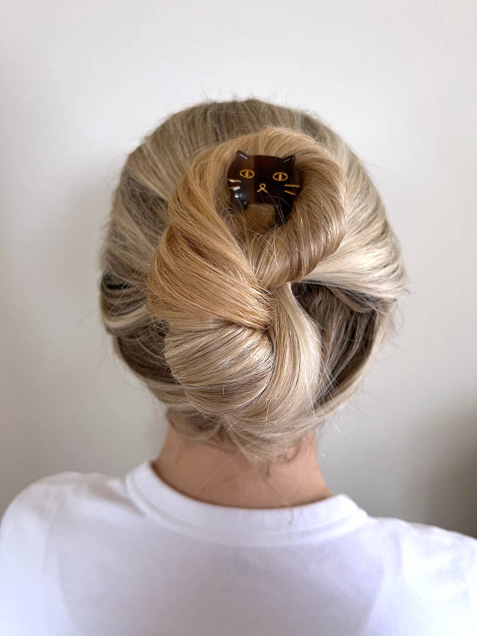 Hand-painted Kitty Cat French Chignon Hair Pin