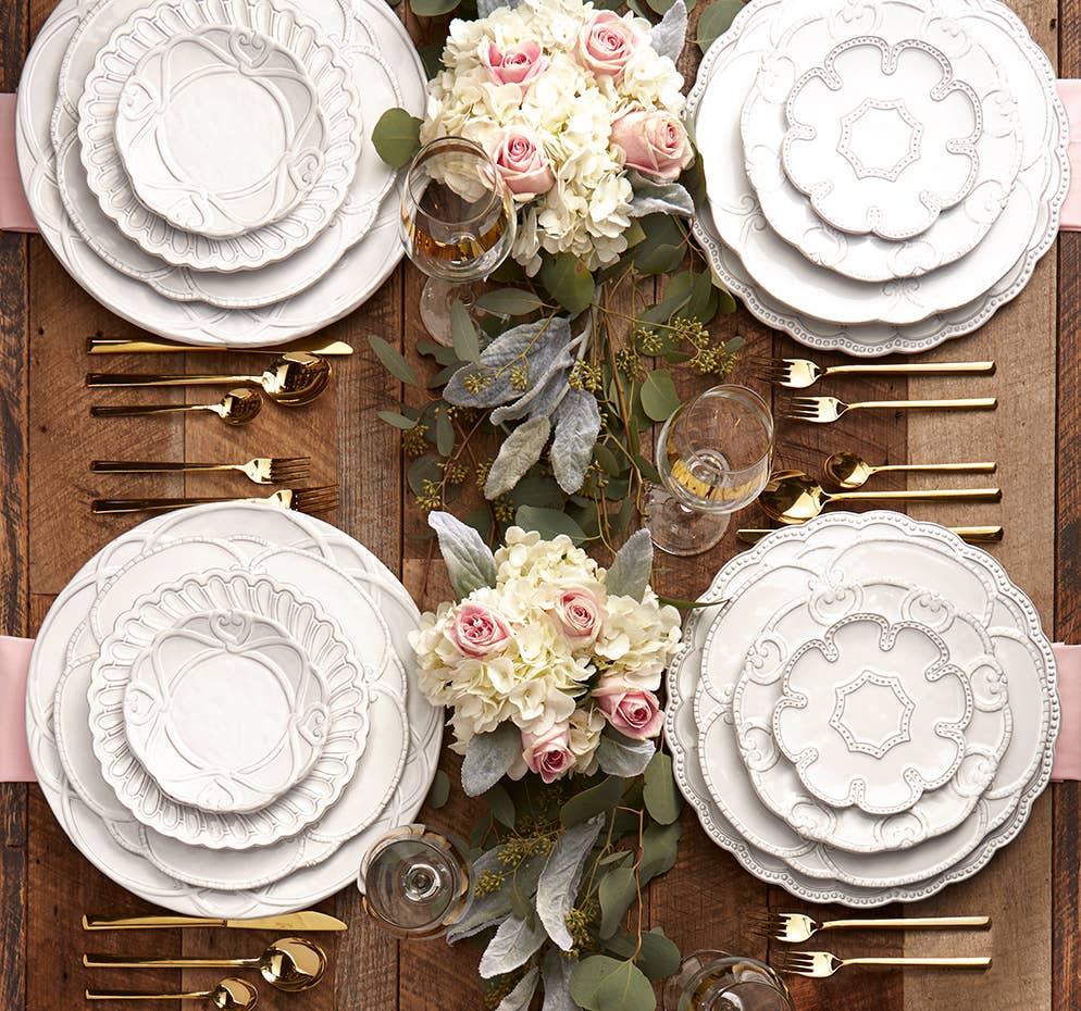 Bella Bianca Beaded Lace Bread / Canapé Plate