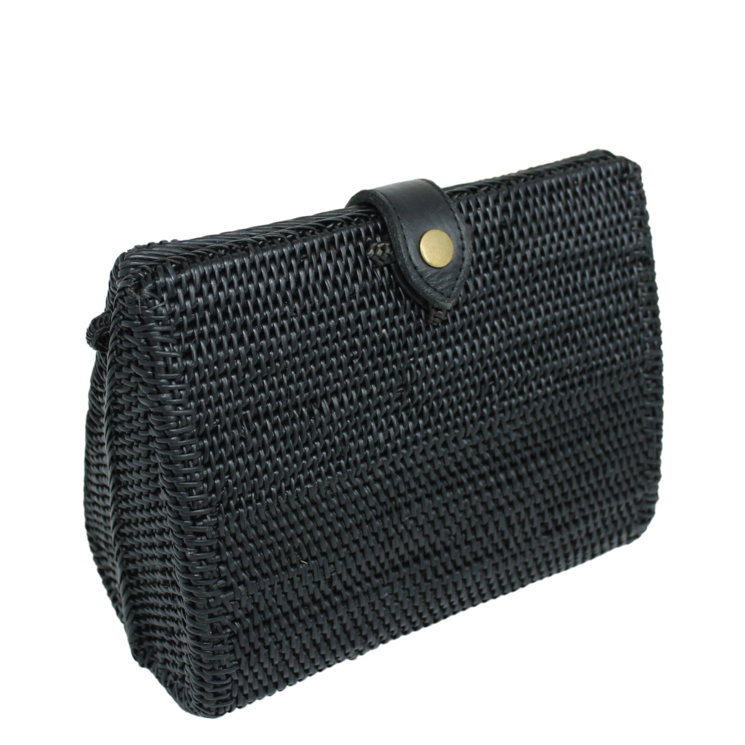 Bridget Rattan Bag & Clutch - Black