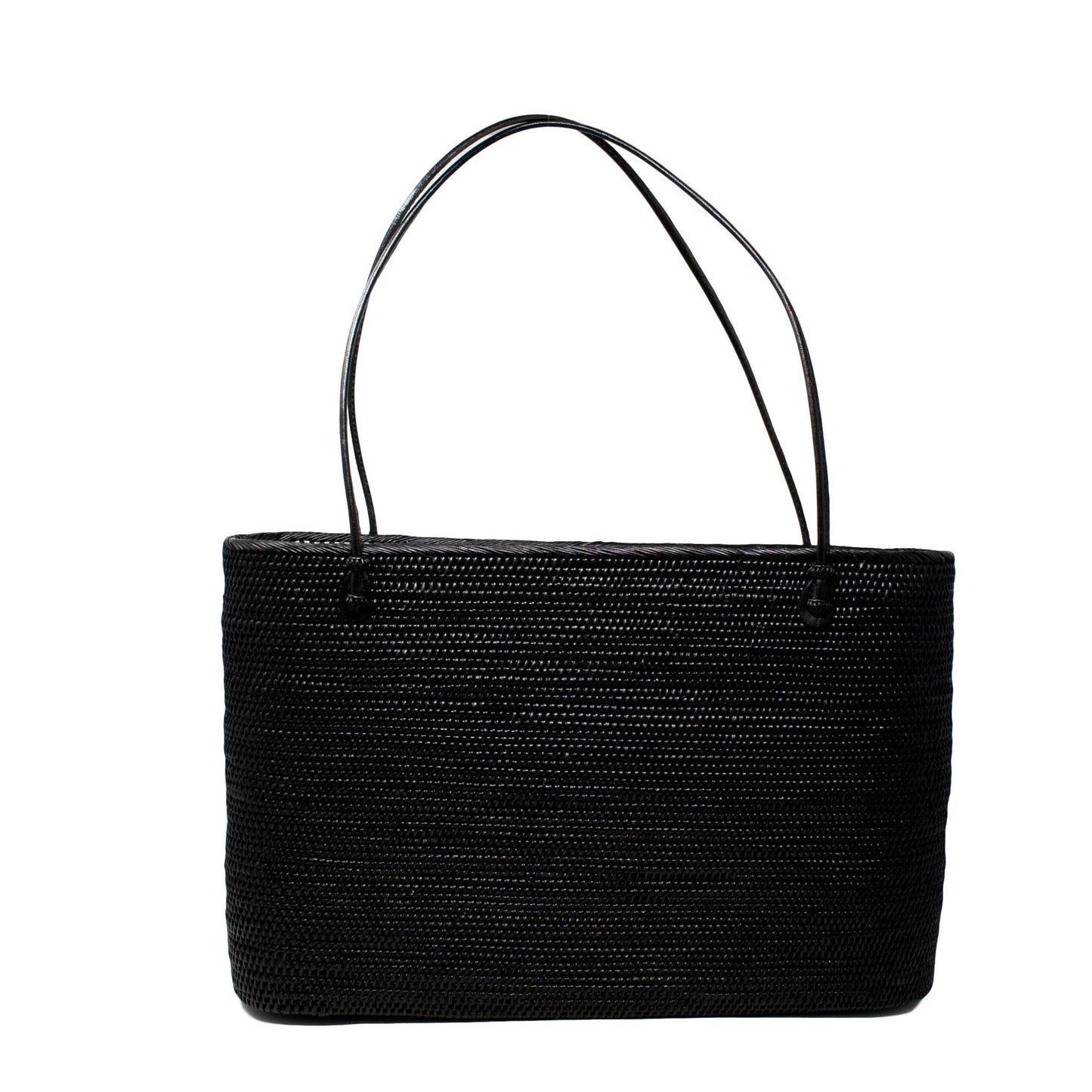 Harper Rattan Tote Bag - Black