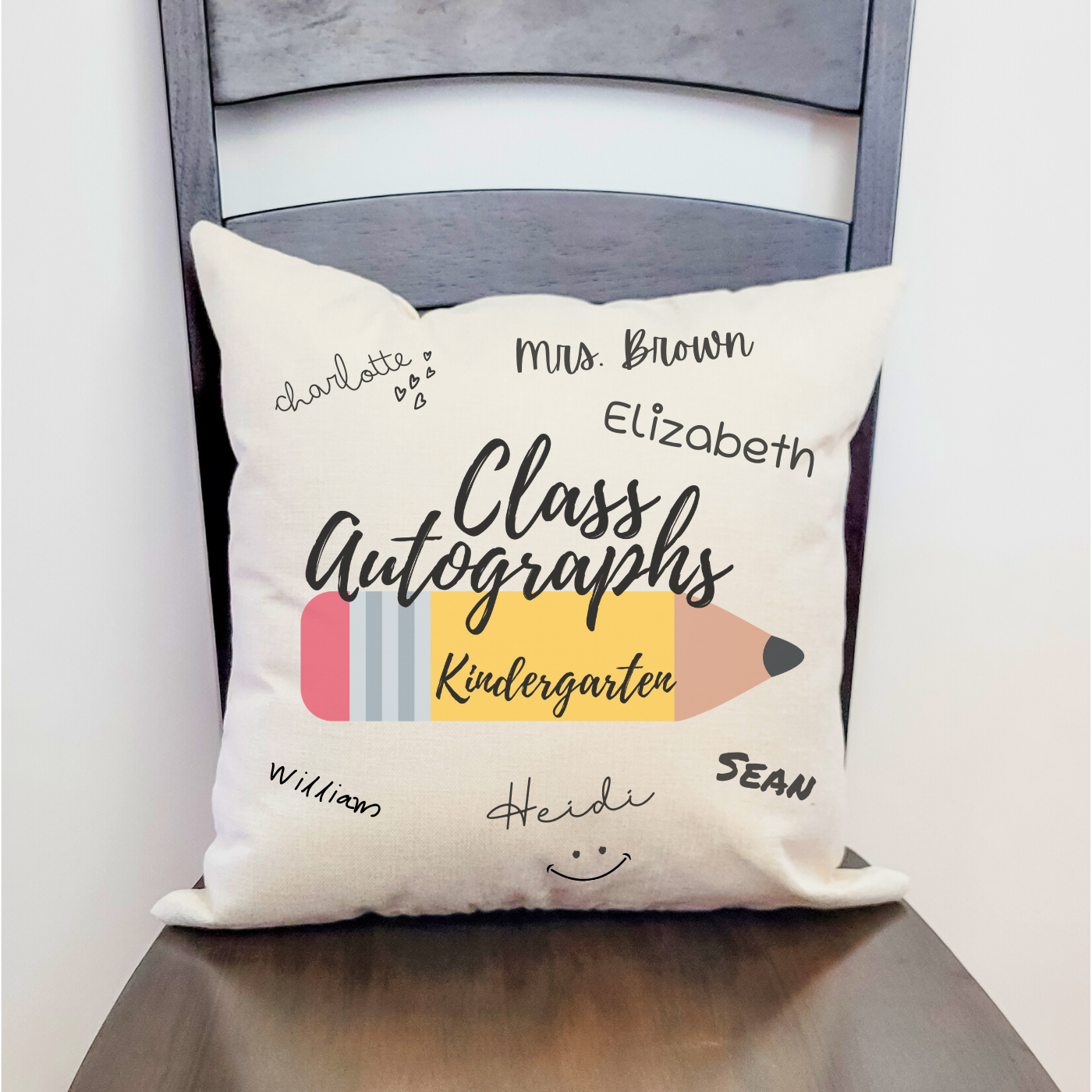 Kindergarten Autograph Pillow Cover