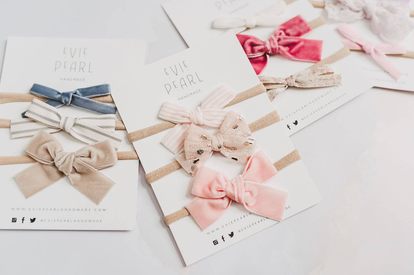 Newborn Baby Trio Headband Set- pink stripe, polka dot tulle & pink velvet