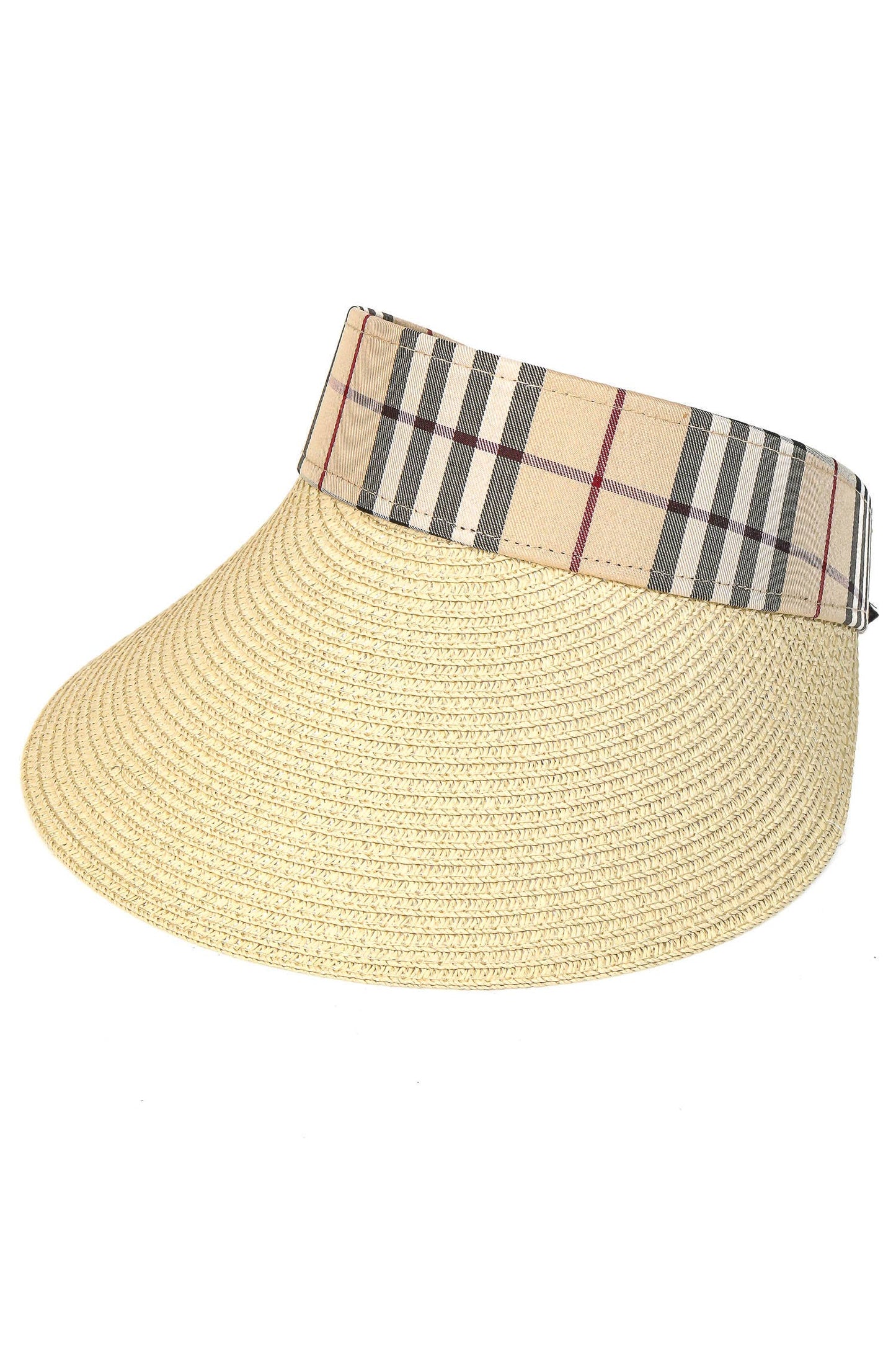 Straw Plaid Print Fashion Visor
