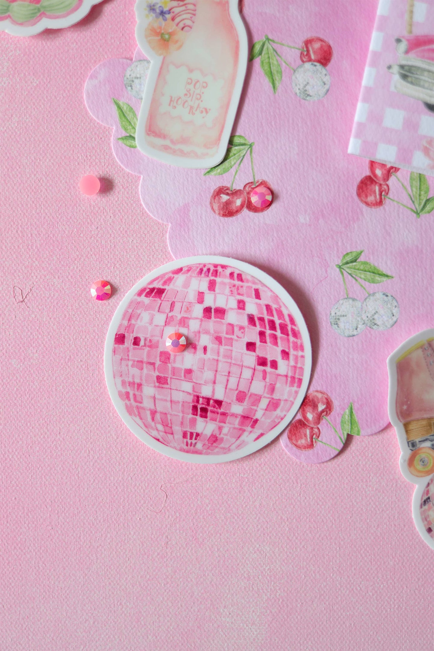 pink disco ball vinyl sticker