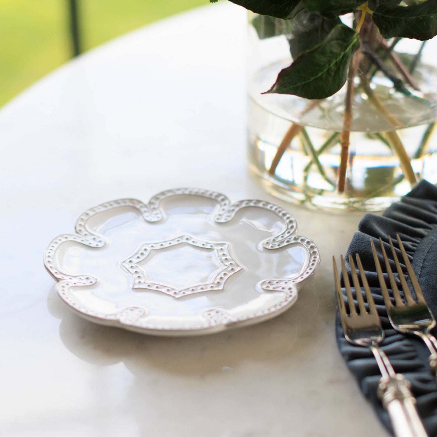 Bella Bianca Beaded Lace Bread / Canapé Plate