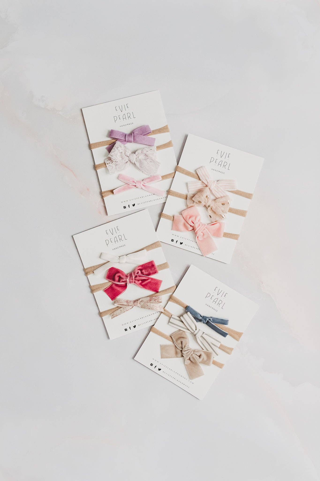 Newborn Baby Trio Headband Set- pink stripe, polka dot tulle & pink velvet