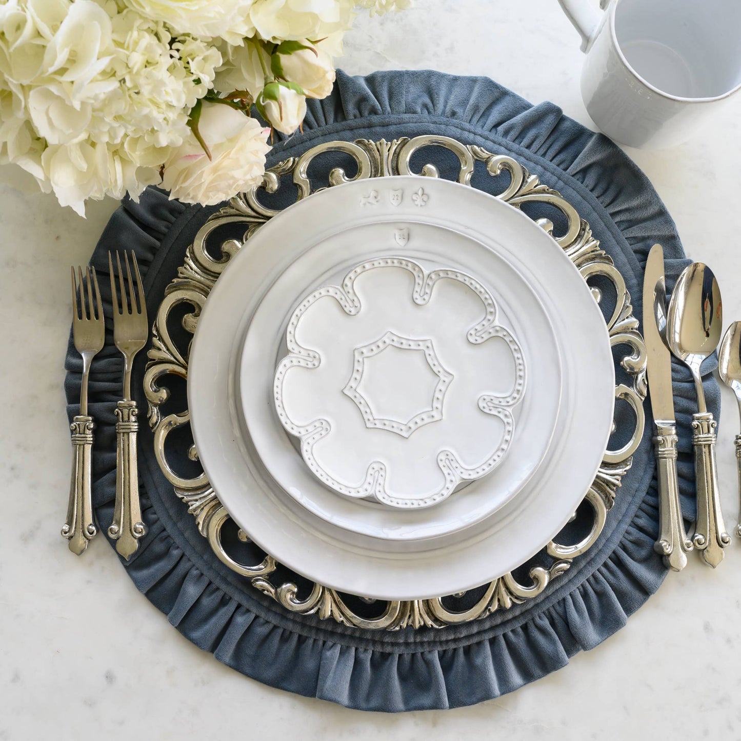 Bella Bianca Beaded Lace Bread / Canapé Plate