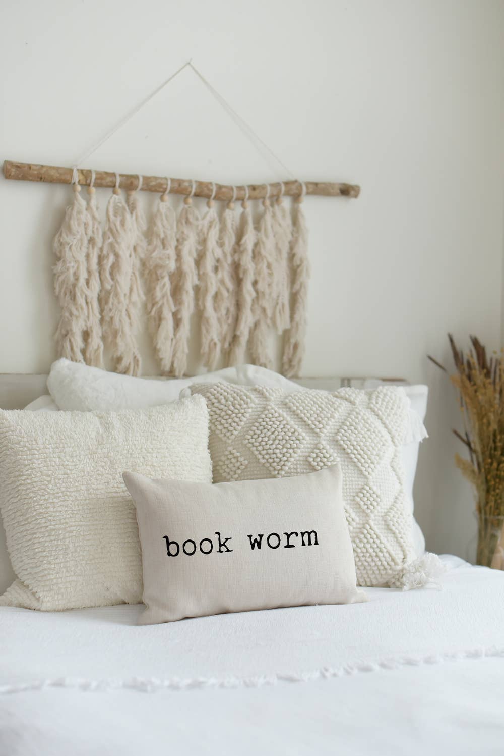 Bookworm Linen Lumbar Pillow