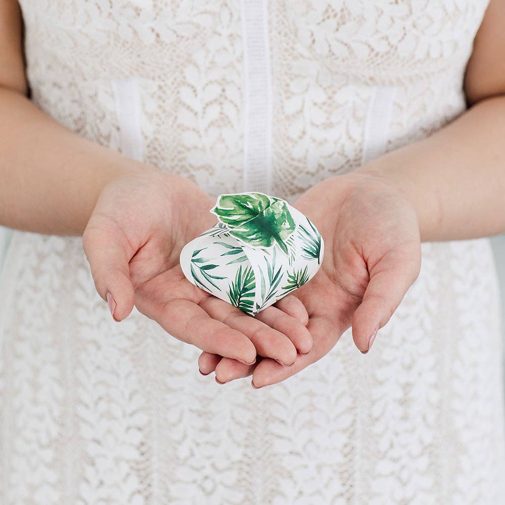 Uniquely Shaped Paper Wedding Favor Boxes - Palm Leaf