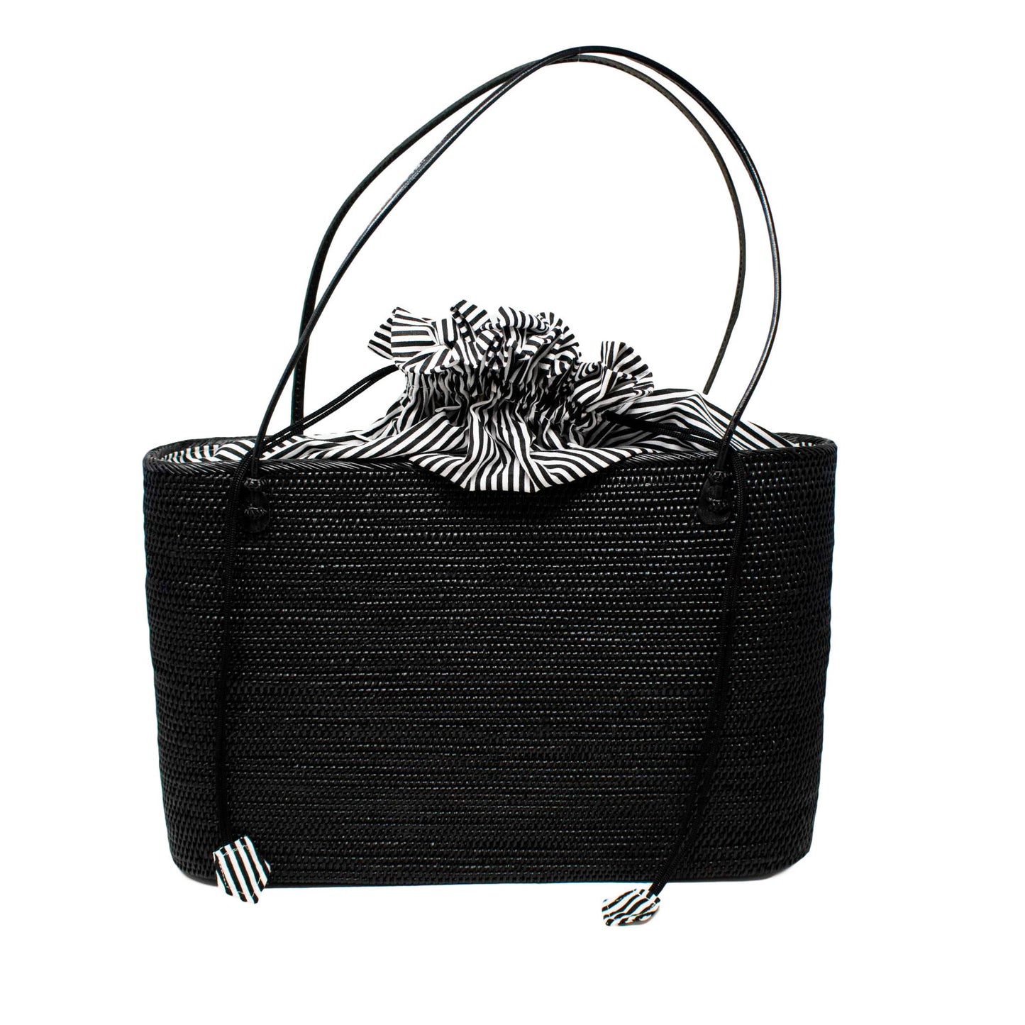 Harper Rattan Tote Bag - Black