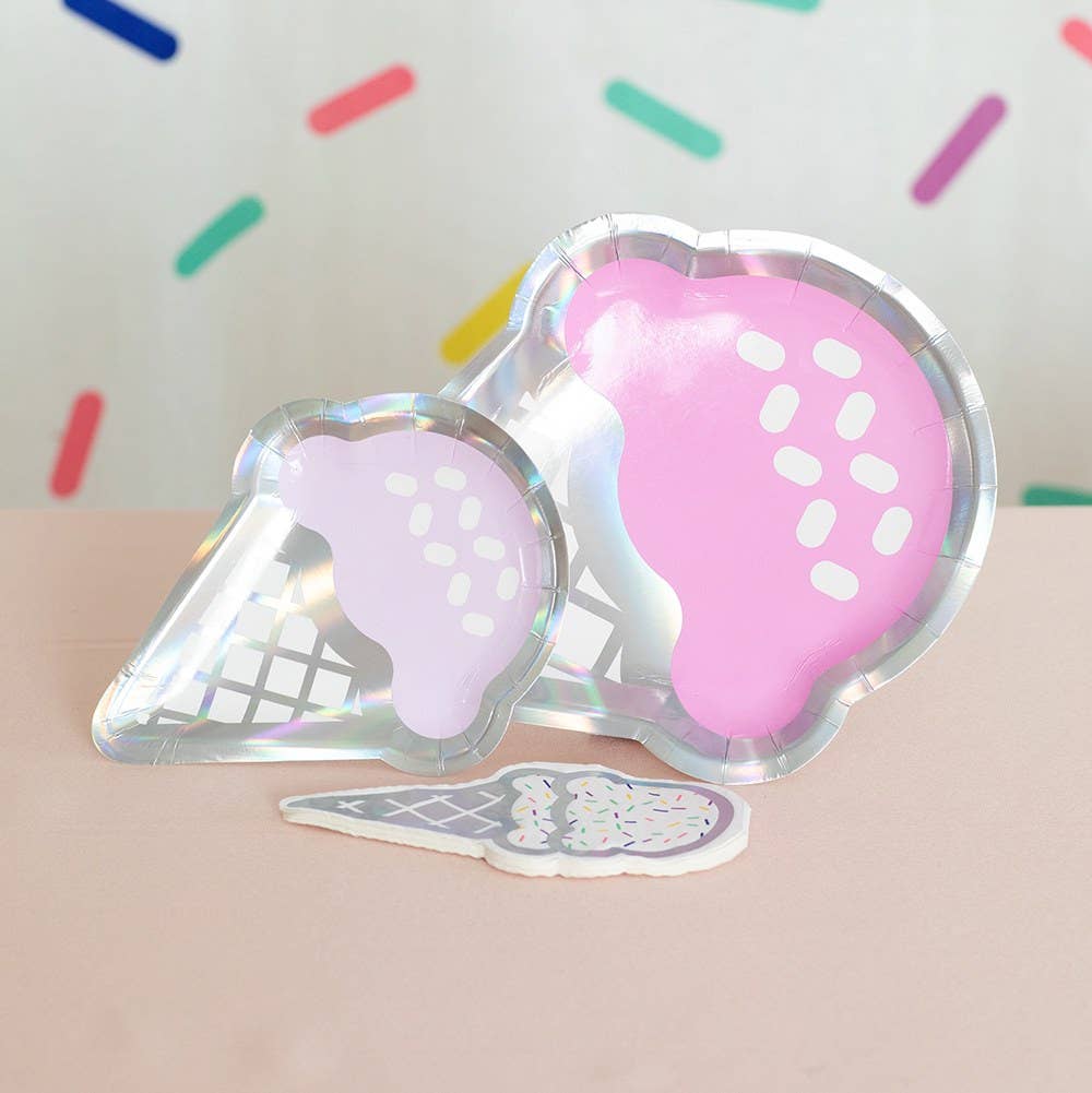 Small Ice Cream Cone Disposable Paper Party Plates