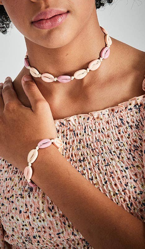 Pink Cowrie Shell Jewelry Set