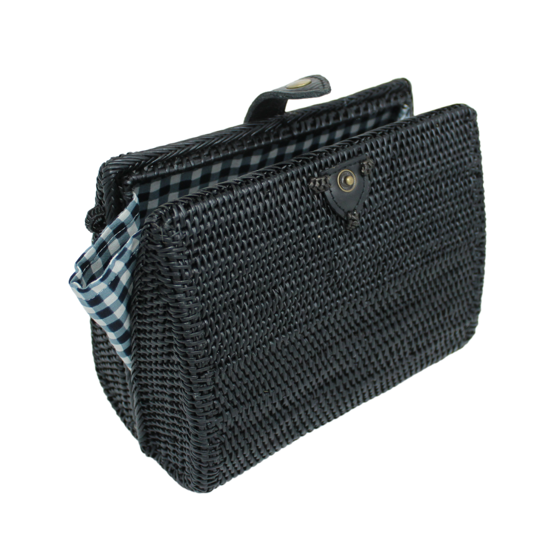 Bridget Rattan Bag & Clutch - Black