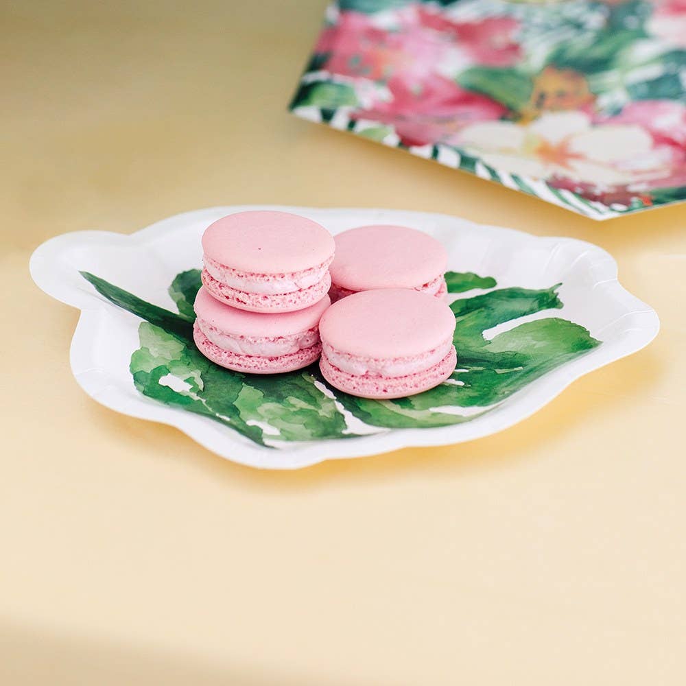 Small Tropical Leaf Disposable Paper Party Plates - Monstera