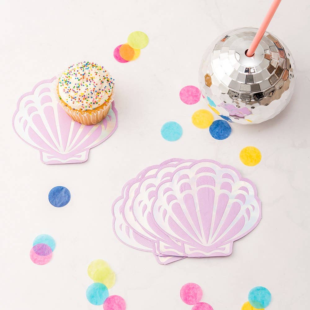 Cute Special Occasion Paper Party Napkins - Mermaid Seashell