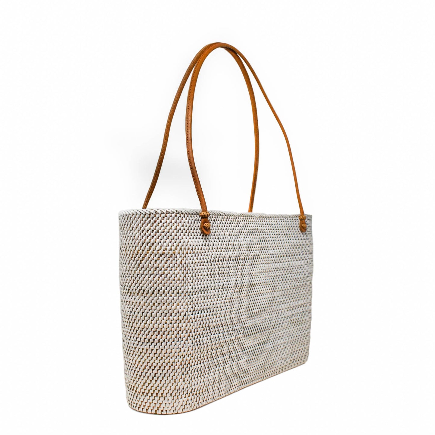Harper Rattan Tote - White