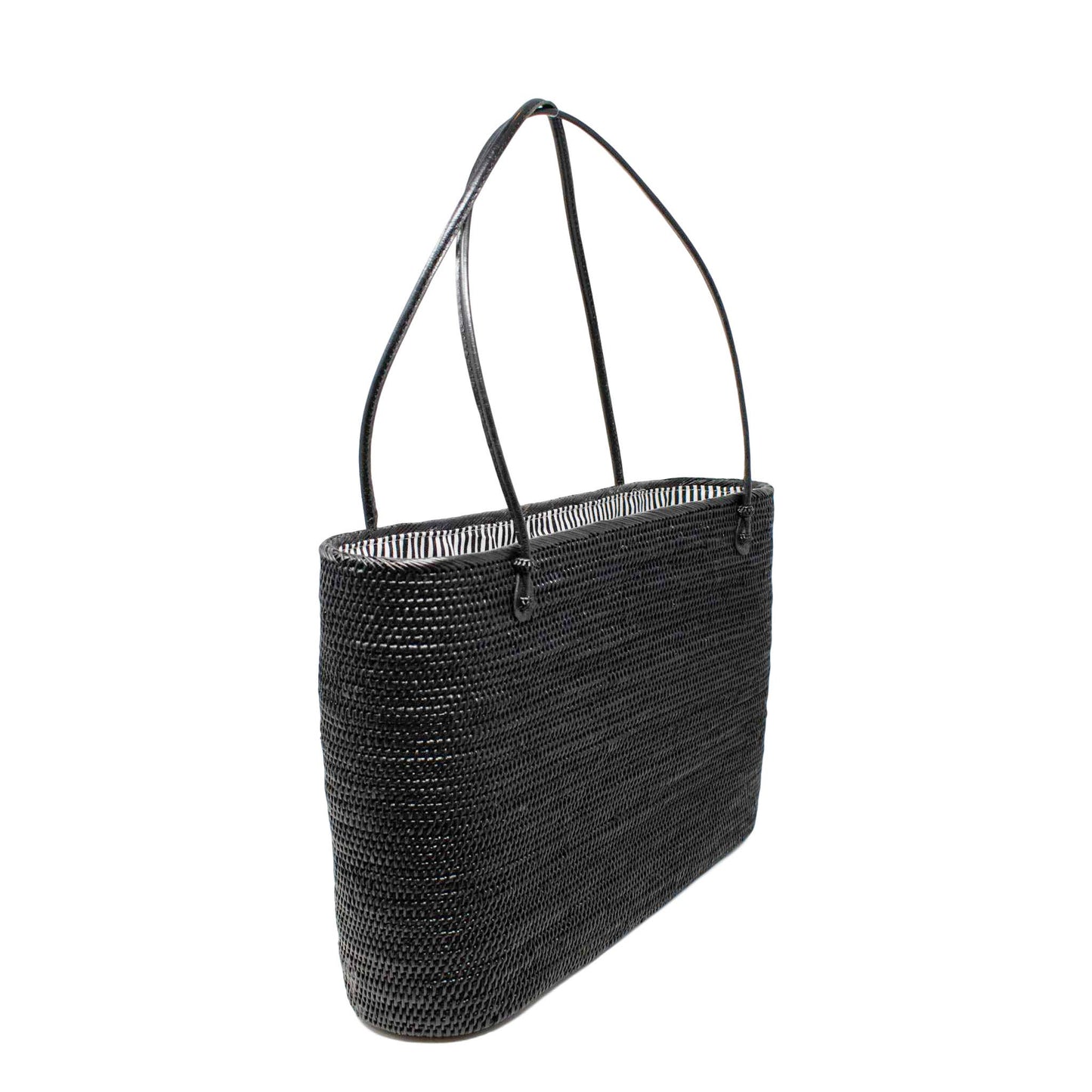 Harper Rattan Tote Bag - Black
