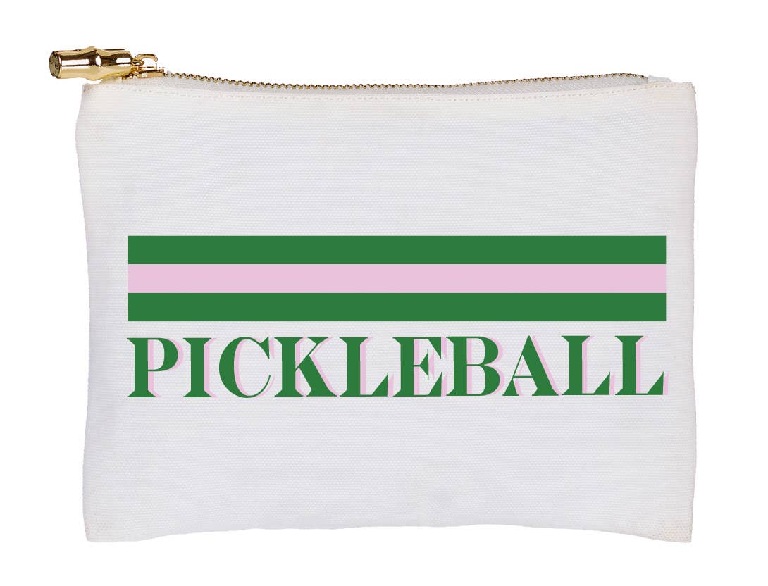 Flat Zip Cosmetics Bag - Pickleball Stripe