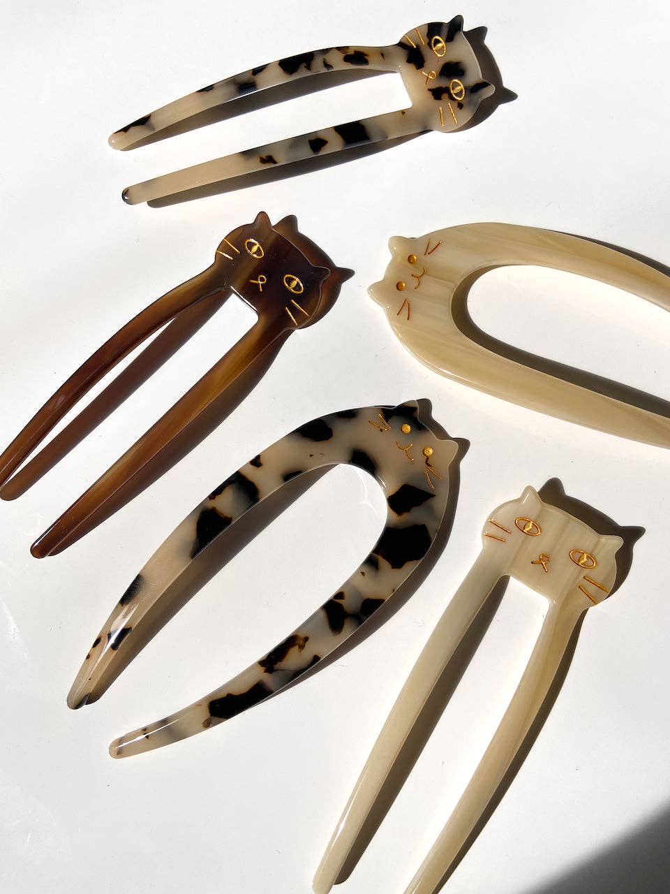 Hand-painted Kitty Cat French Chignon Hair Pin