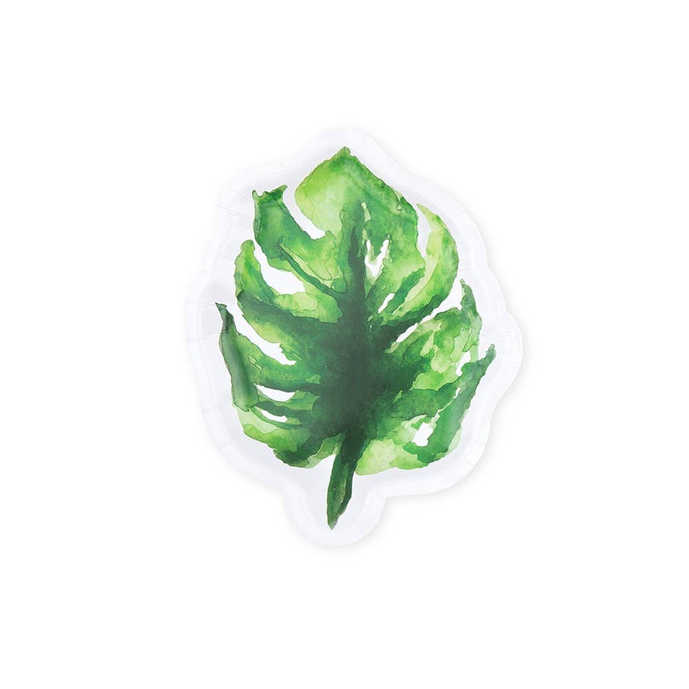 Small Tropical Leaf Disposable Paper Party Plates - Monstera