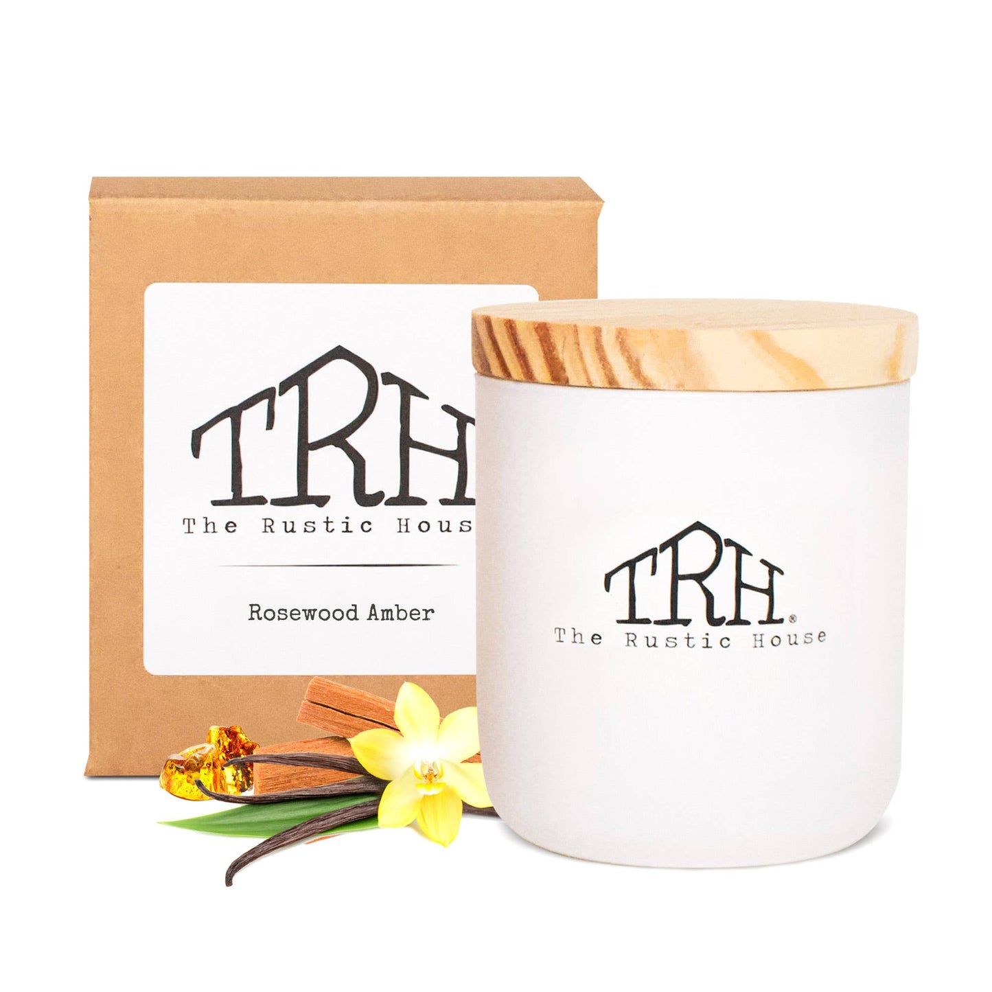 Rosewood Amber | White Soy Candle + Gift Box | 8oz.