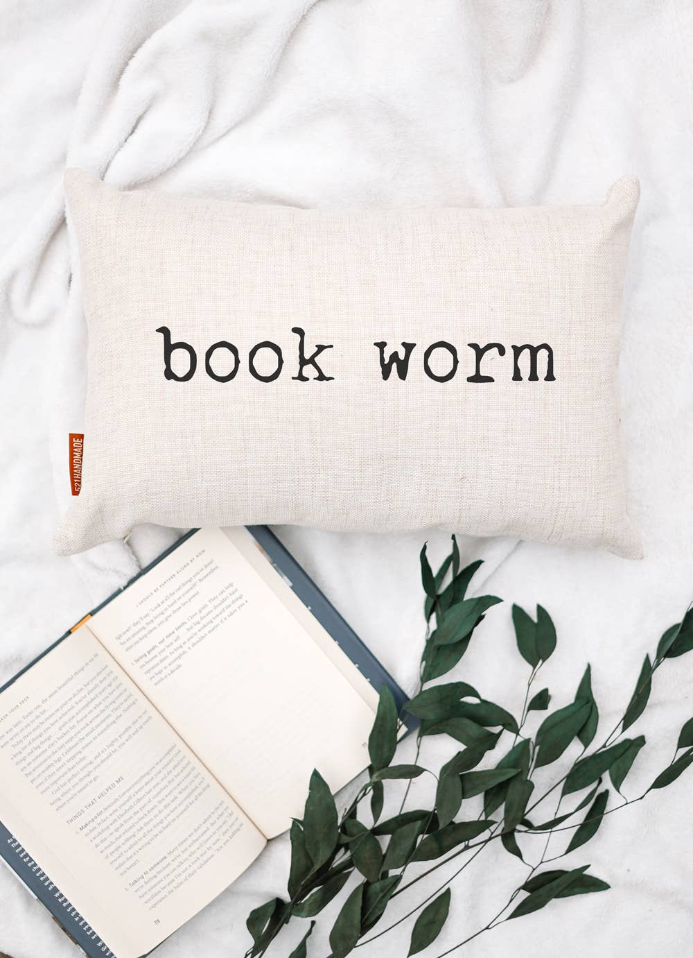 Bookworm Linen Lumbar Pillow
