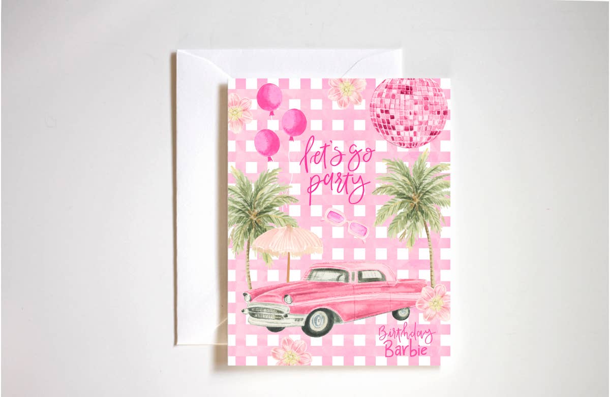 birthday barbie let's go party card