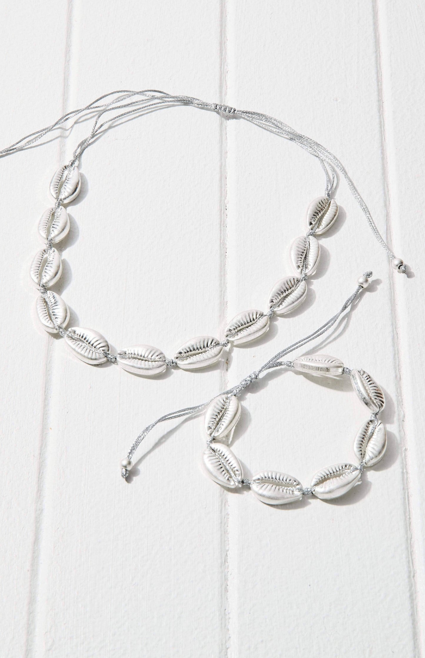 Silver Cowrie Shell Jewelry Set