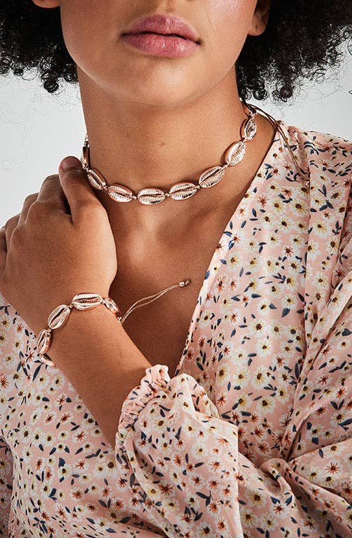 Rose Gold Cowrie Shell Jewelry Set