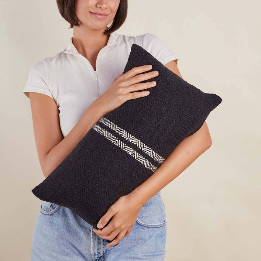 hugh lumbar pillow in black
