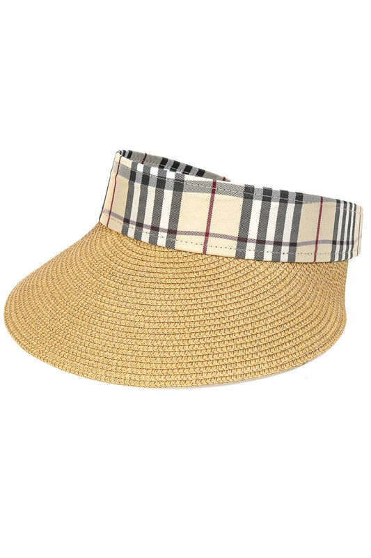 Straw Plaid Print Fashion Visor