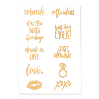 Gold Bachelorette Party Temporary Tattoos - Bridal Squad