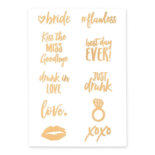 Gold Bachelorette Party Temporary Tattoos - Bridal Squad