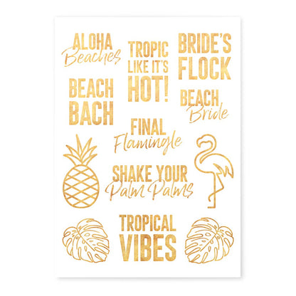Gold Bachelorette Party Temporary Tattoos - Tropical