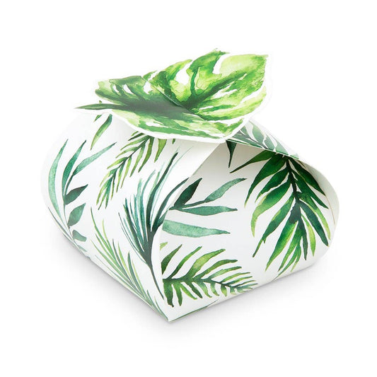 Uniquely Shaped Paper Wedding Favor Boxes - Palm Leaf